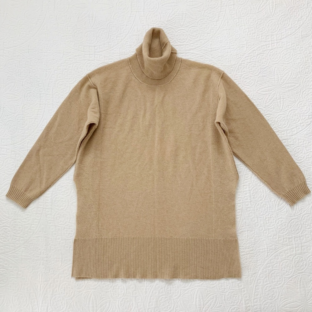 We the Free Jessie Cashmere Turtleneck Tunic Sweater, Tan‎ - Picture 4 of 9